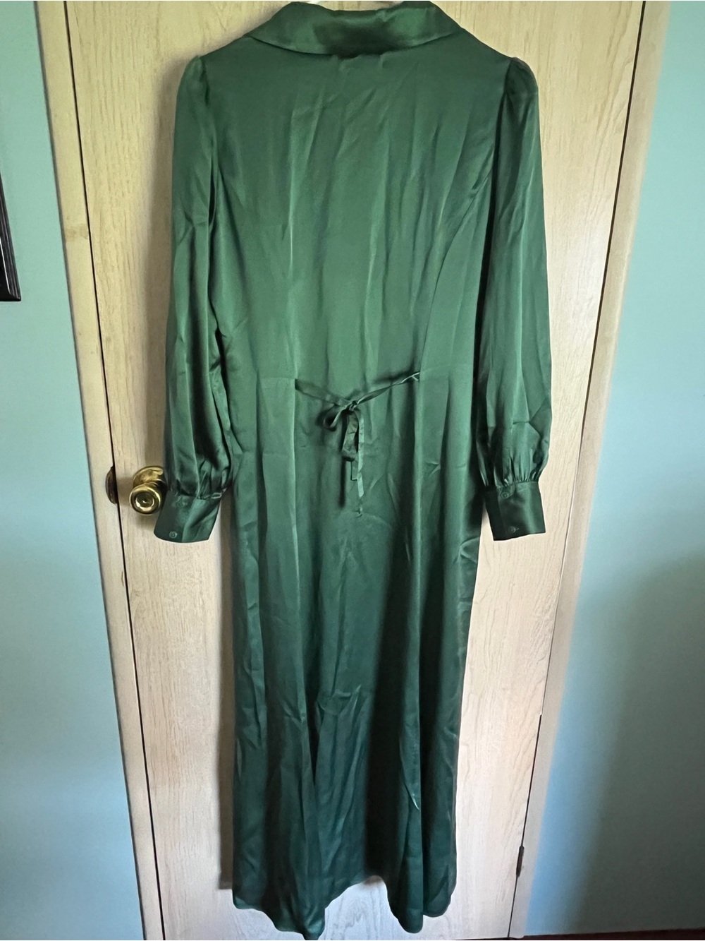REFORMATION Catalina Green Silk Long Dress Sz 10 - Picture 9 of 12